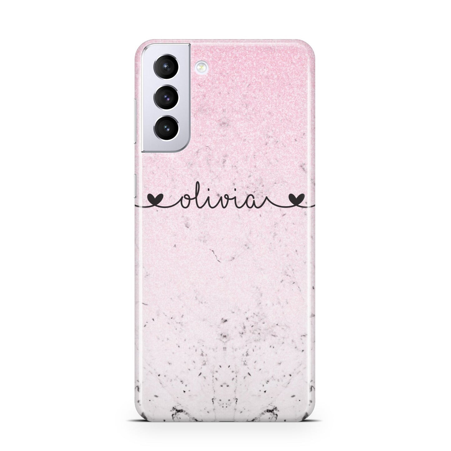 Personalised Faux Glitter Marble Name Samsung S21 Plus Phone Case