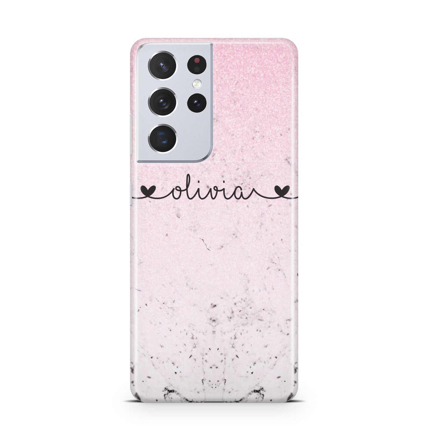 Personalised Faux Glitter Marble Name Samsung S21 Ultra Case