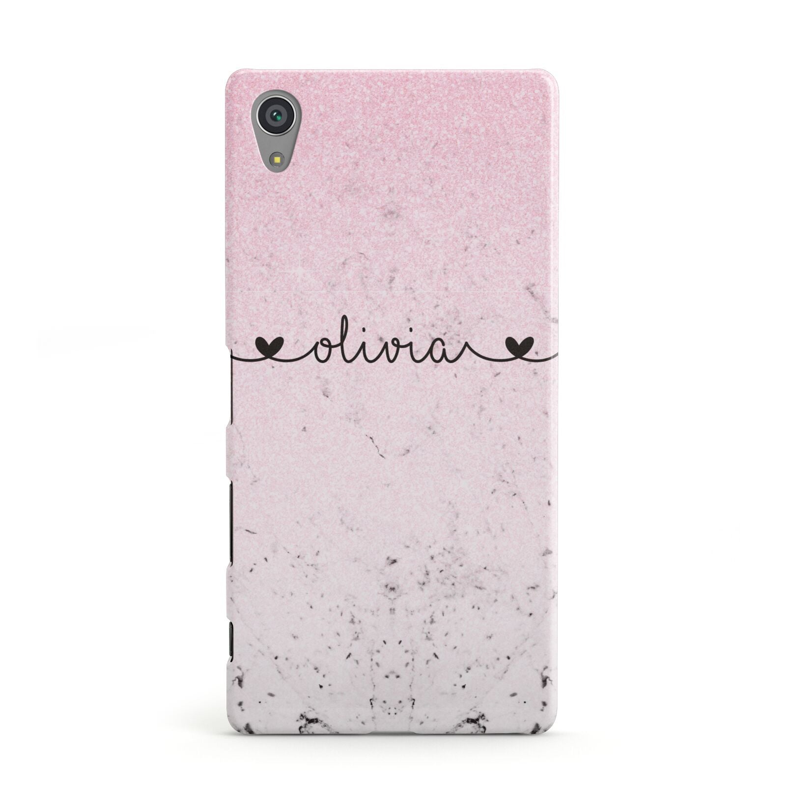 Personalised Faux Glitter Marble Name Sony Xperia Case