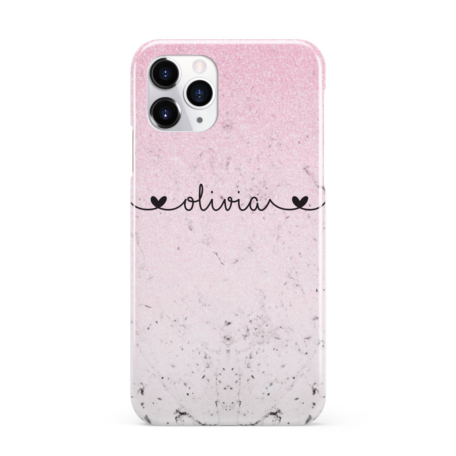 Personalised Faux Glitter Marble Name iPhone 11 Pro 3D Snap Case