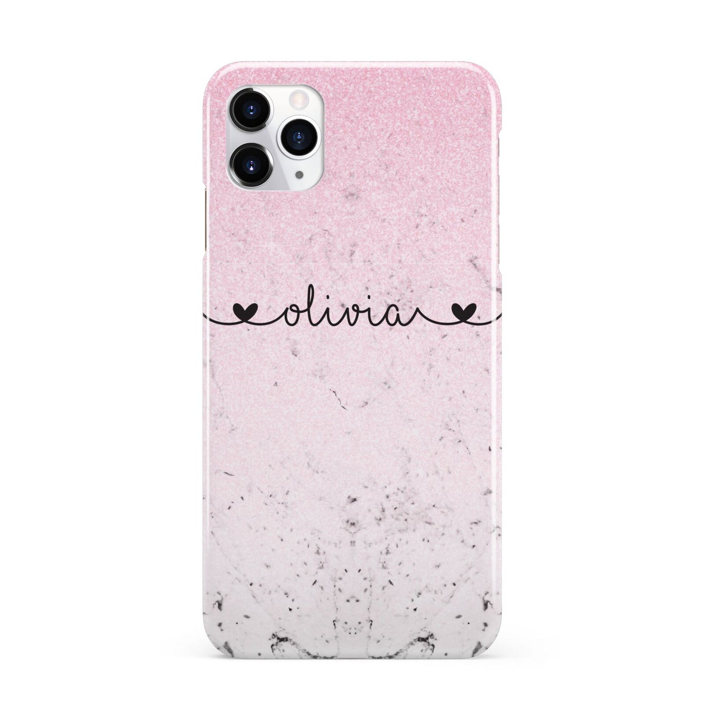 Personalised Faux Glitter Marble Name iPhone 11 Pro Max 3D Snap Case