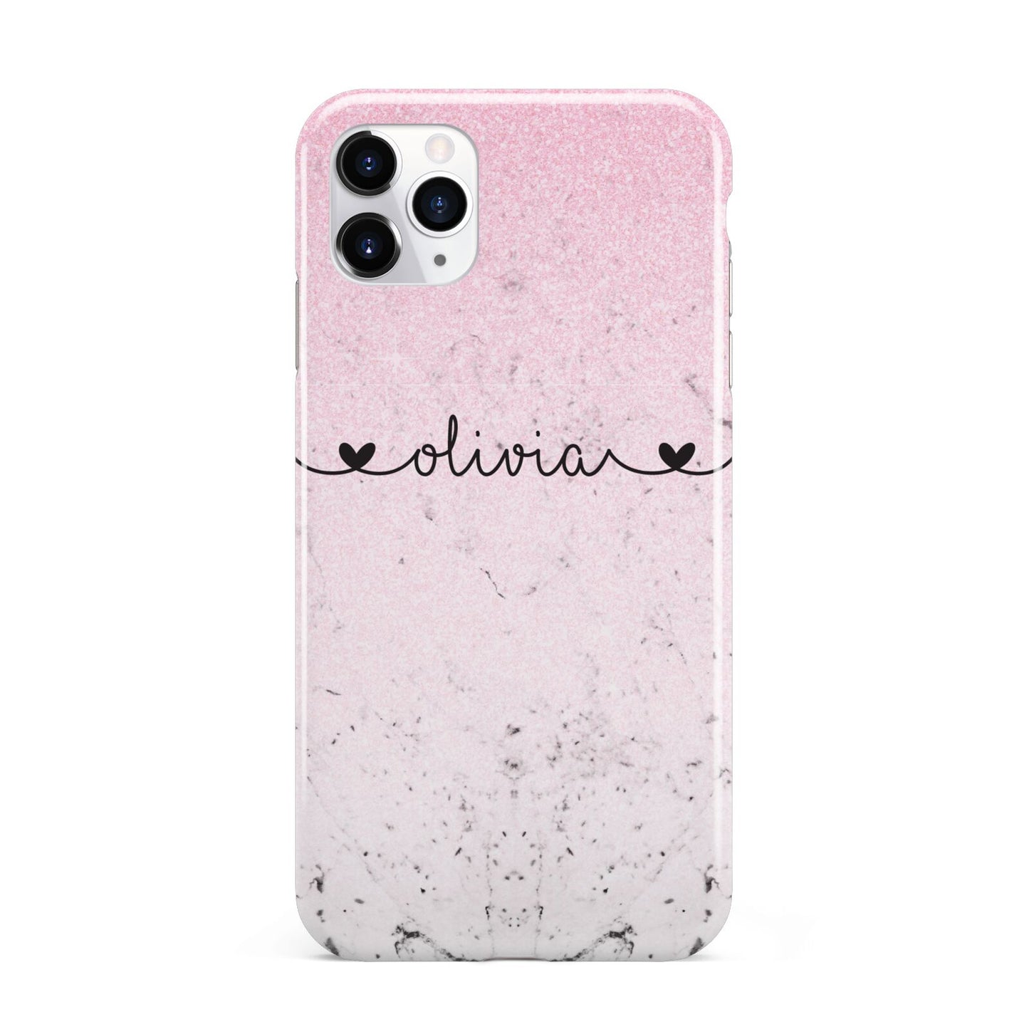 Personalised Faux Glitter Marble Name iPhone 11 Pro Max 3D Tough Case