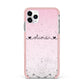 Personalised Faux Glitter Marble Name iPhone 11 Pro Max Impact Pink Edge Case
