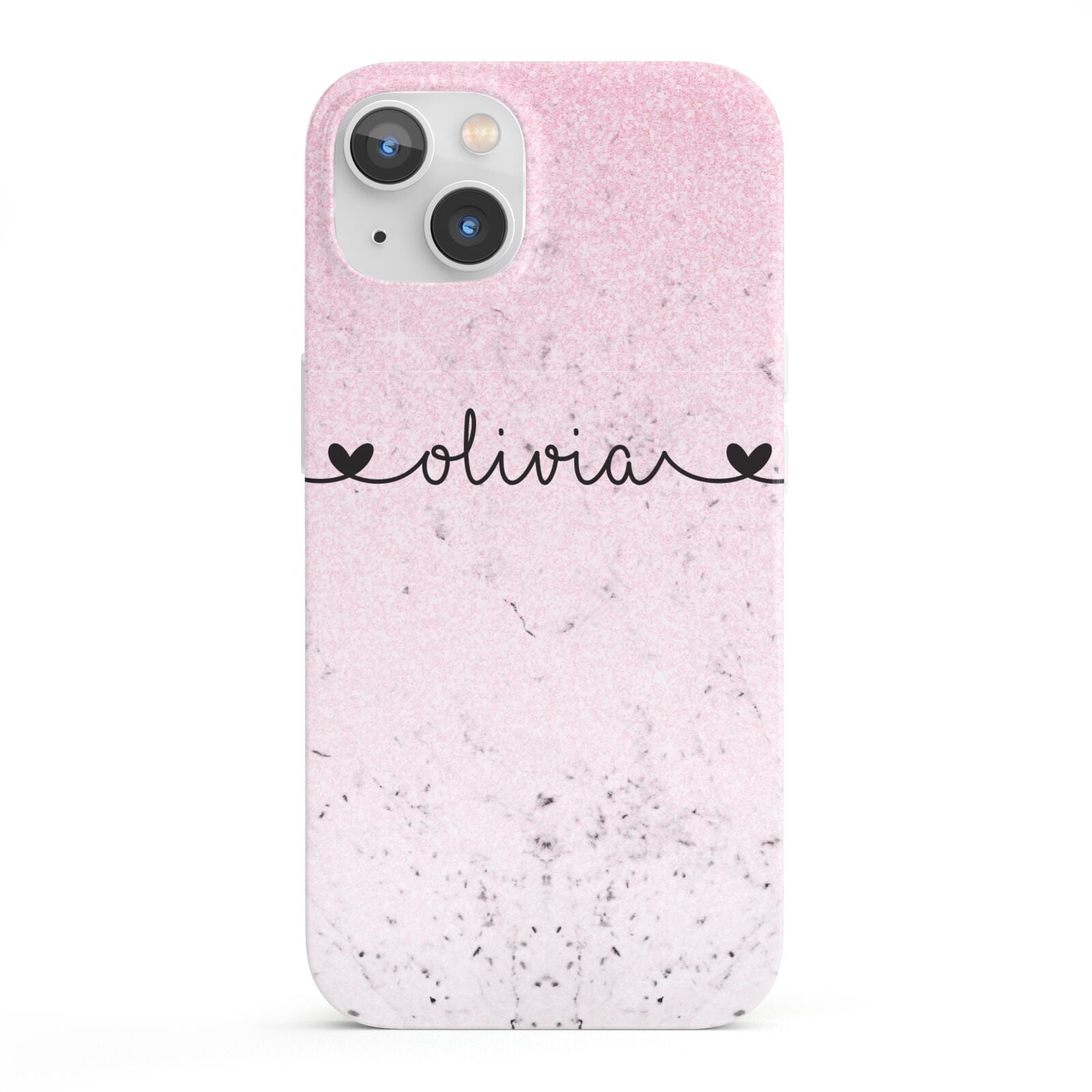 Personalised Faux Glitter Marble Name iPhone 13 Full Wrap 3D Snap Case