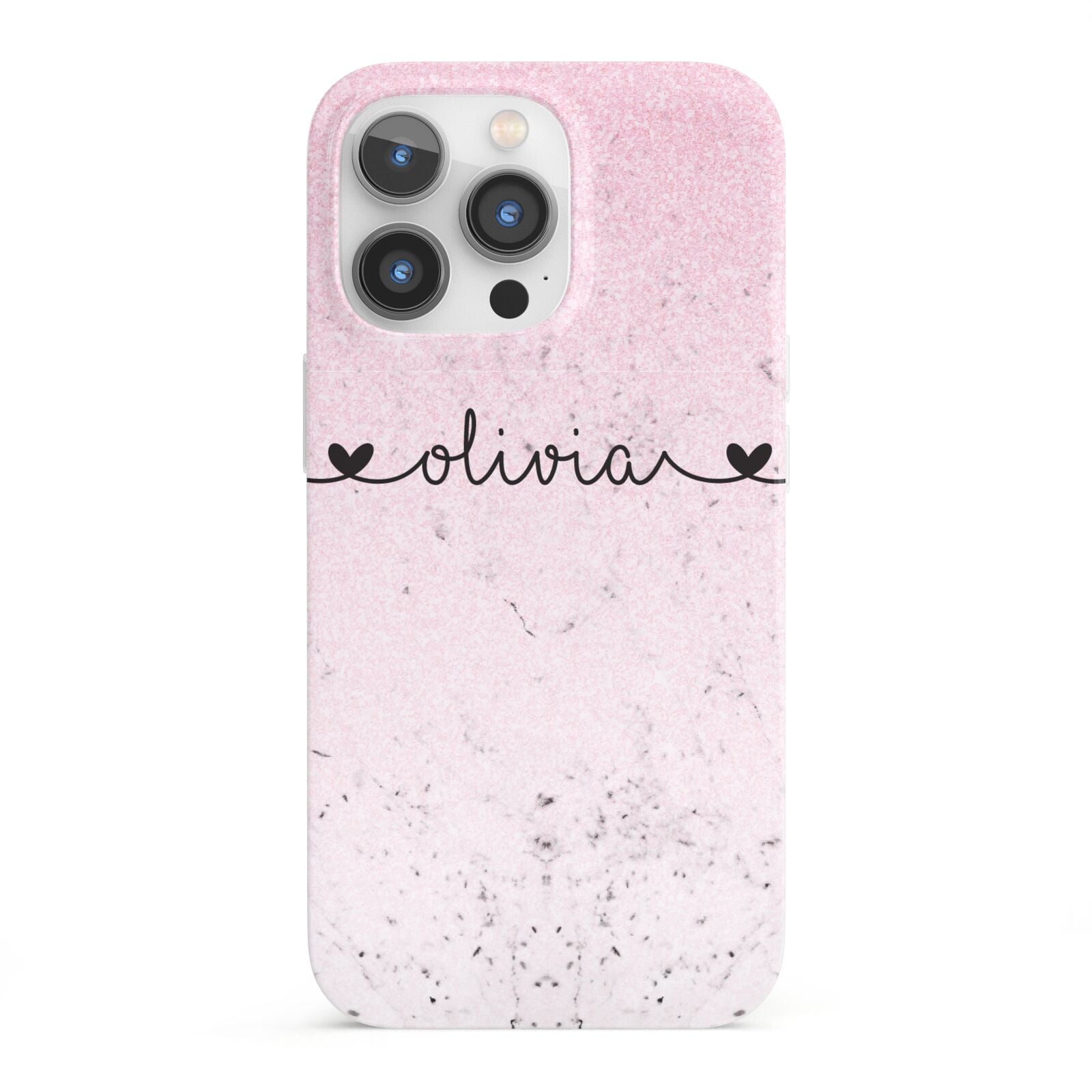 Personalised Faux Glitter Marble Name iPhone 13 Pro Full Wrap 3D Snap Case