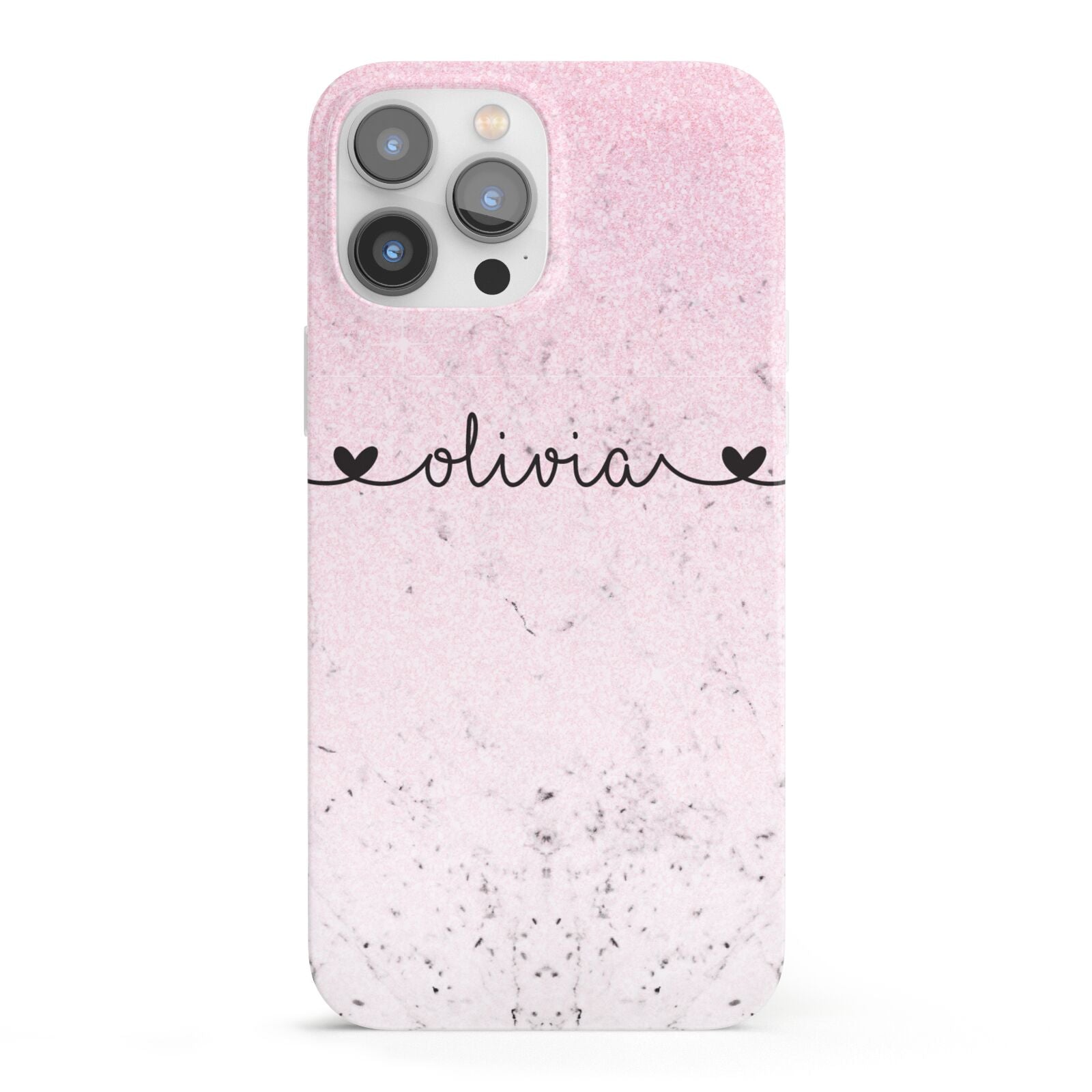 Personalised Faux Glitter Marble Name iPhone 13 Pro Max Full Wrap 3D Snap Case