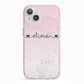 Personalised Faux Glitter Marble Name iPhone 13 TPU Impact Case with Pink Edges