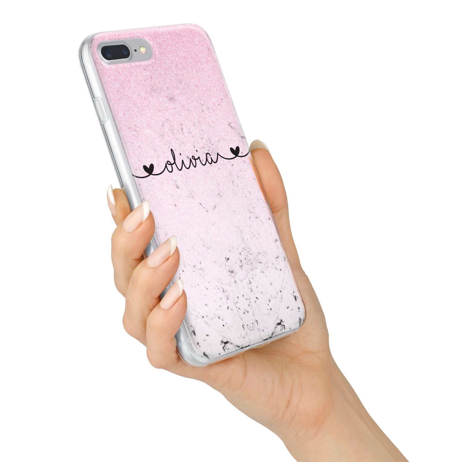 Personalised Faux Glitter Marble Name iPhone 7 Plus Bumper Case on Silver iPhone Alternative Image