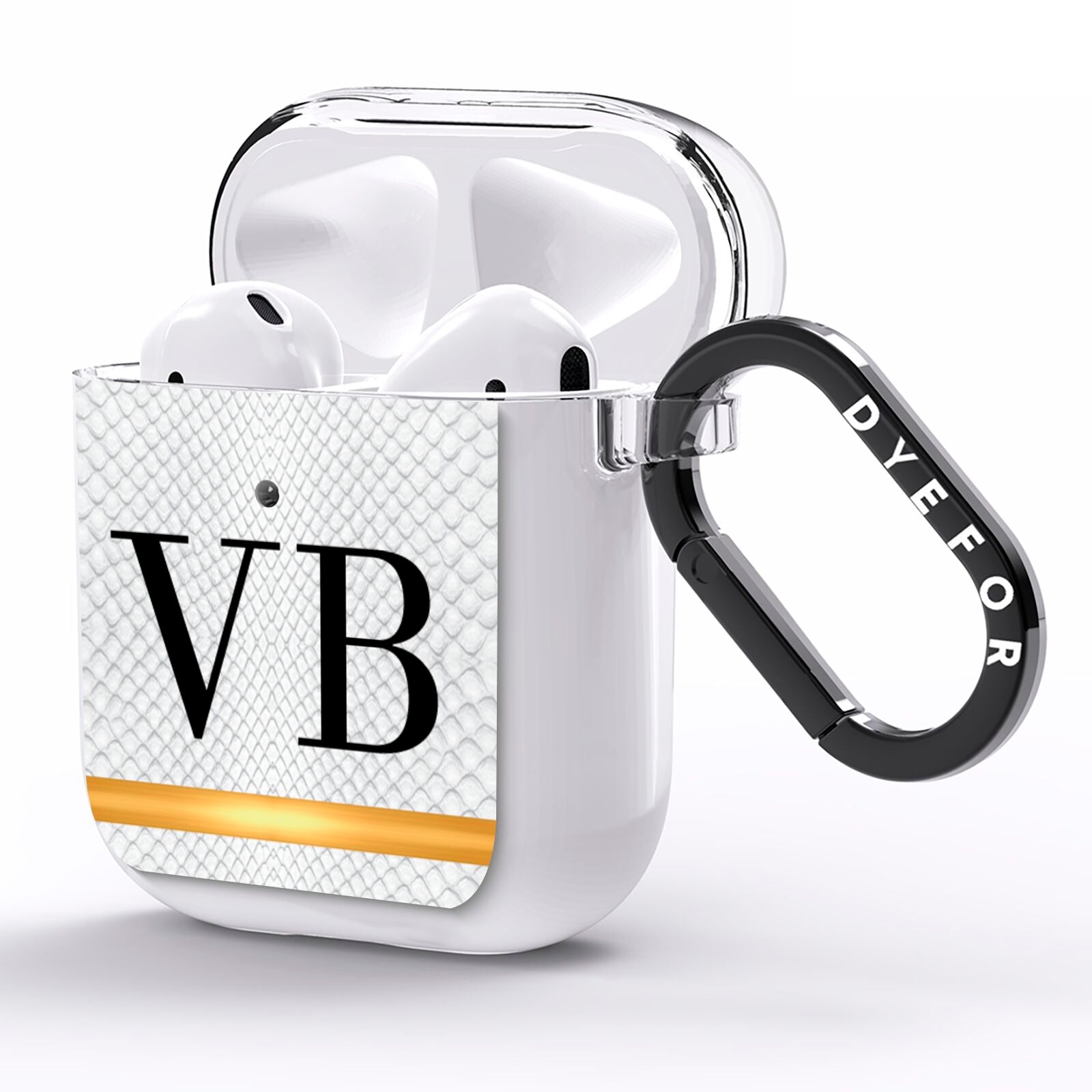 Personalised Faux Snakeskin Initials AirPods Clear Case Side Image