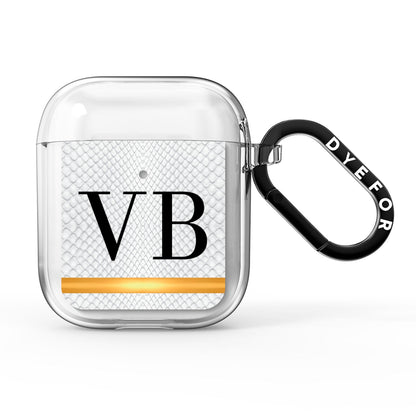 Personalised Faux Snakeskin Initials AirPods Clear Case