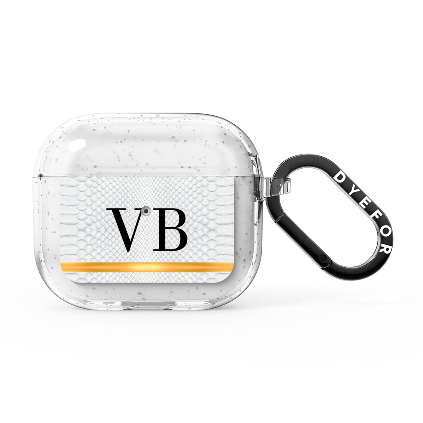 Personalised Faux Snakeskin Initials AirPods Glitter Case 3rd Gen