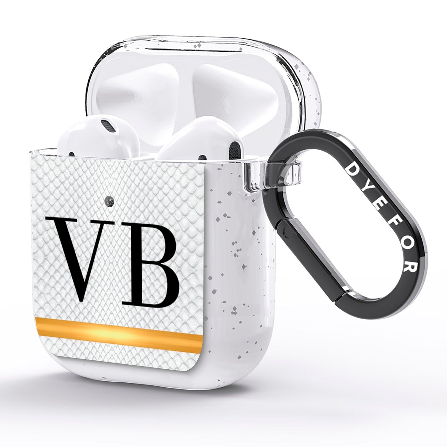 Personalised Faux Snakeskin Initials AirPods Glitter Case Side Image