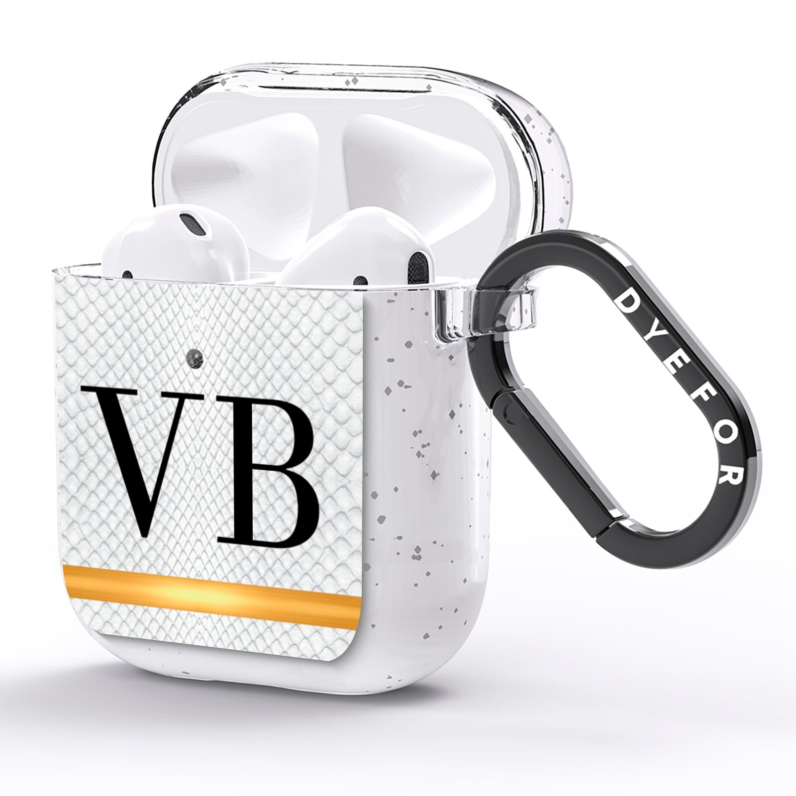 Personalised Faux Snakeskin Initials AirPods Glitter Case Side Image