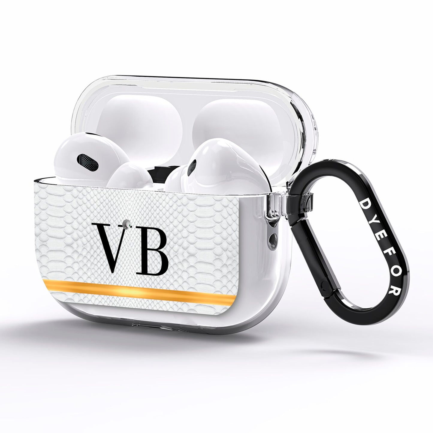 Personalised Faux Snakeskin Initials AirPods Pro Clear Case Side Image