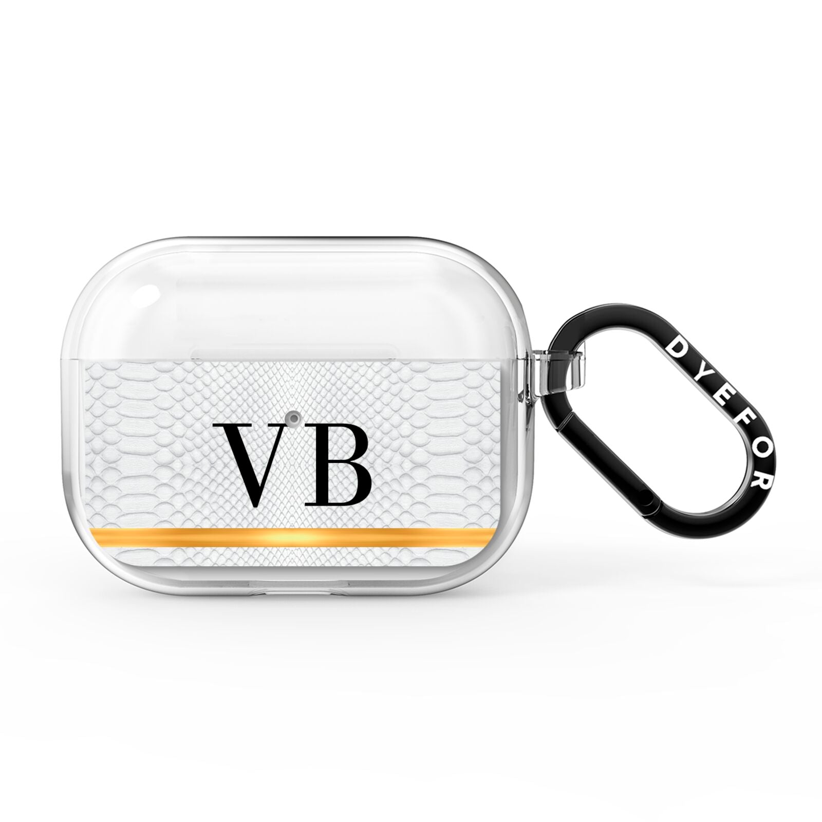 Personalised Faux Snakeskin Initials AirPods Pro Clear Case