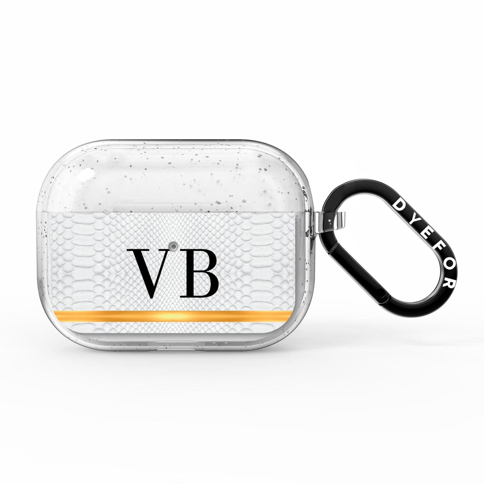 Personalised Faux Snakeskin Initials AirPods Pro Glitter Case