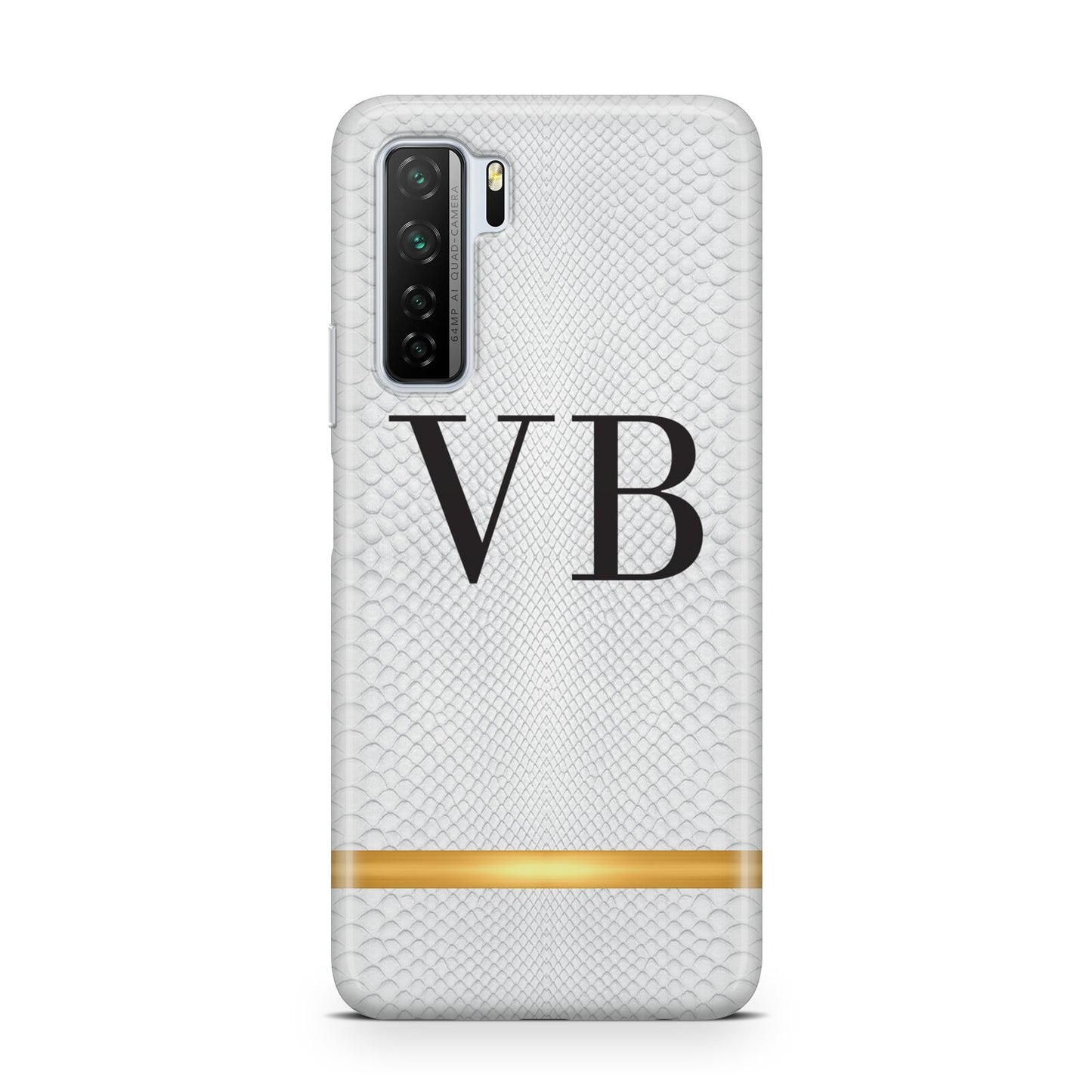 Personalised Faux Snakeskin Initials Huawei P40 Lite 5G Phone Case
