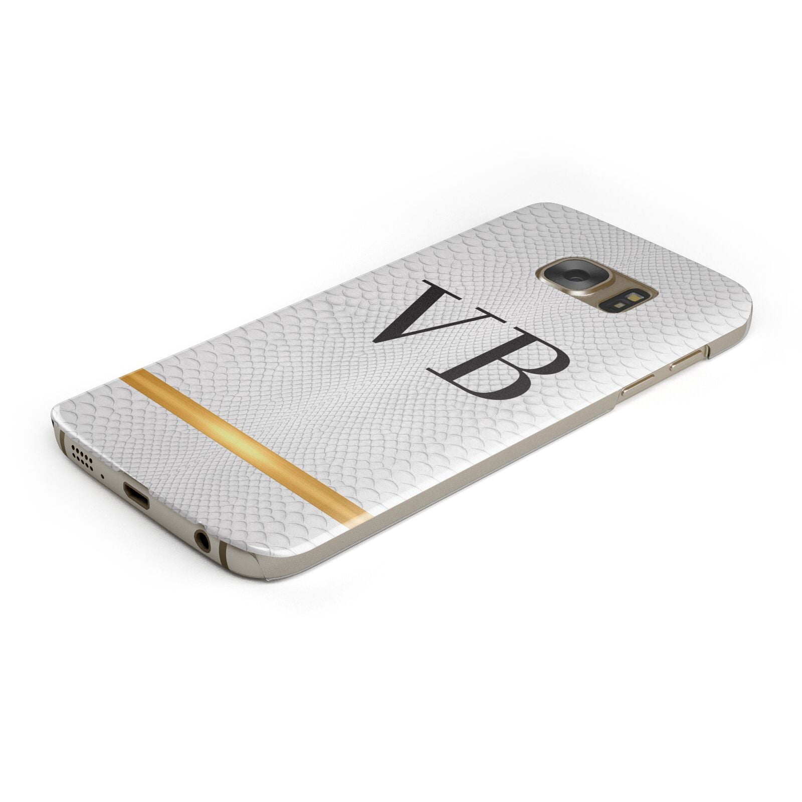 Personalised Faux Snakeskin Initials Protective Samsung Galaxy Case Angled Image