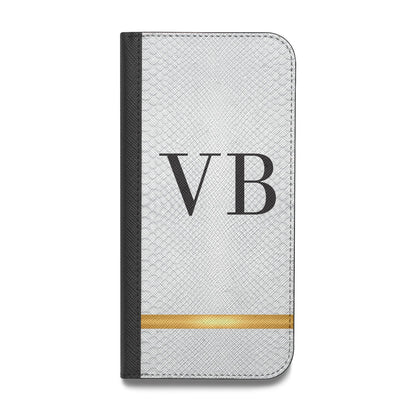 Personalised Faux Snakeskin Initials Vegan Leather Flip iPhone Case