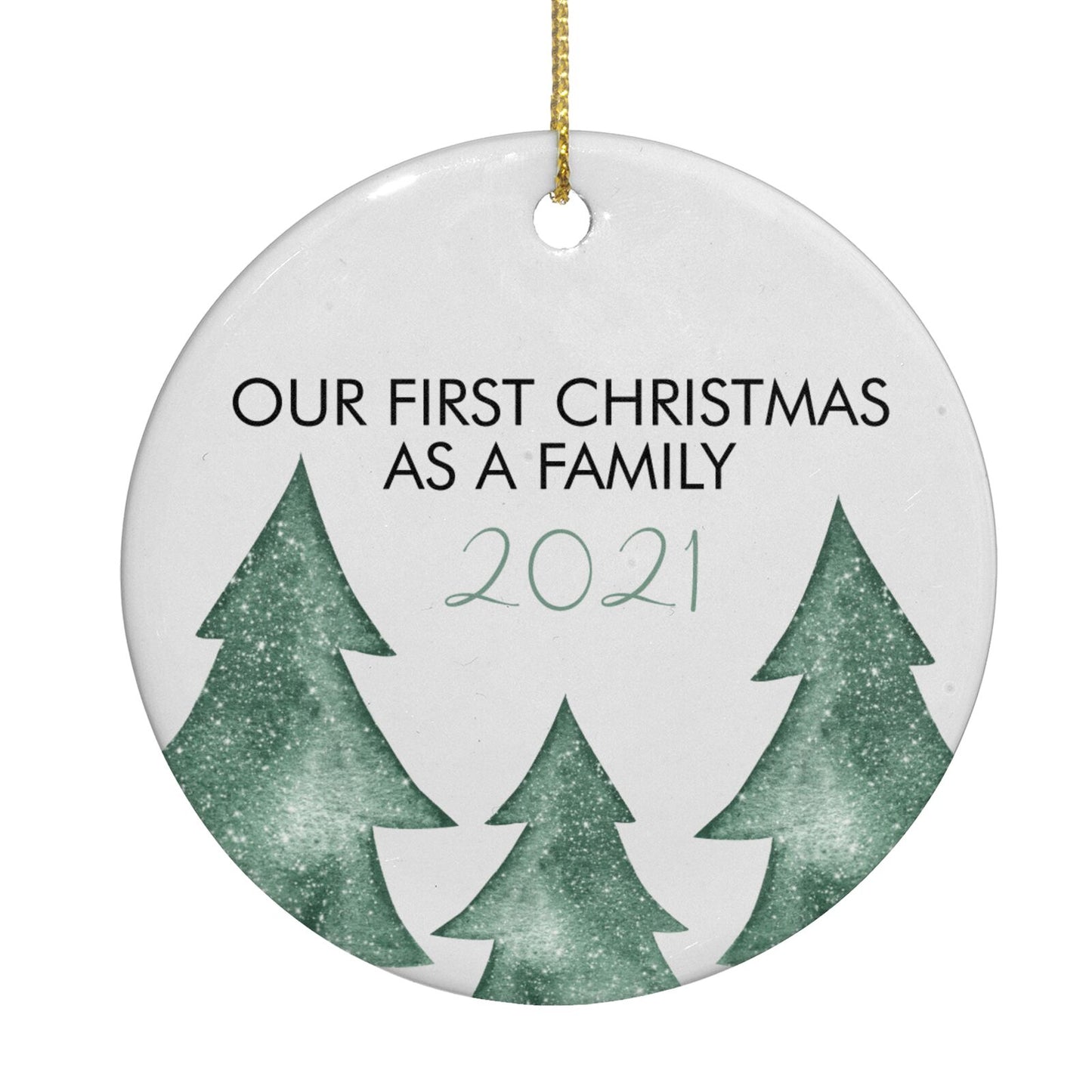 Personalised First Christmas Family Circle Decoration Back Image