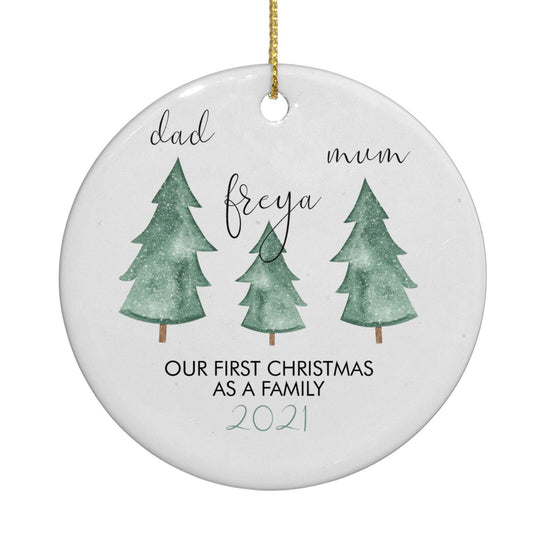 Personalised First Christmas Family Circle Decoration