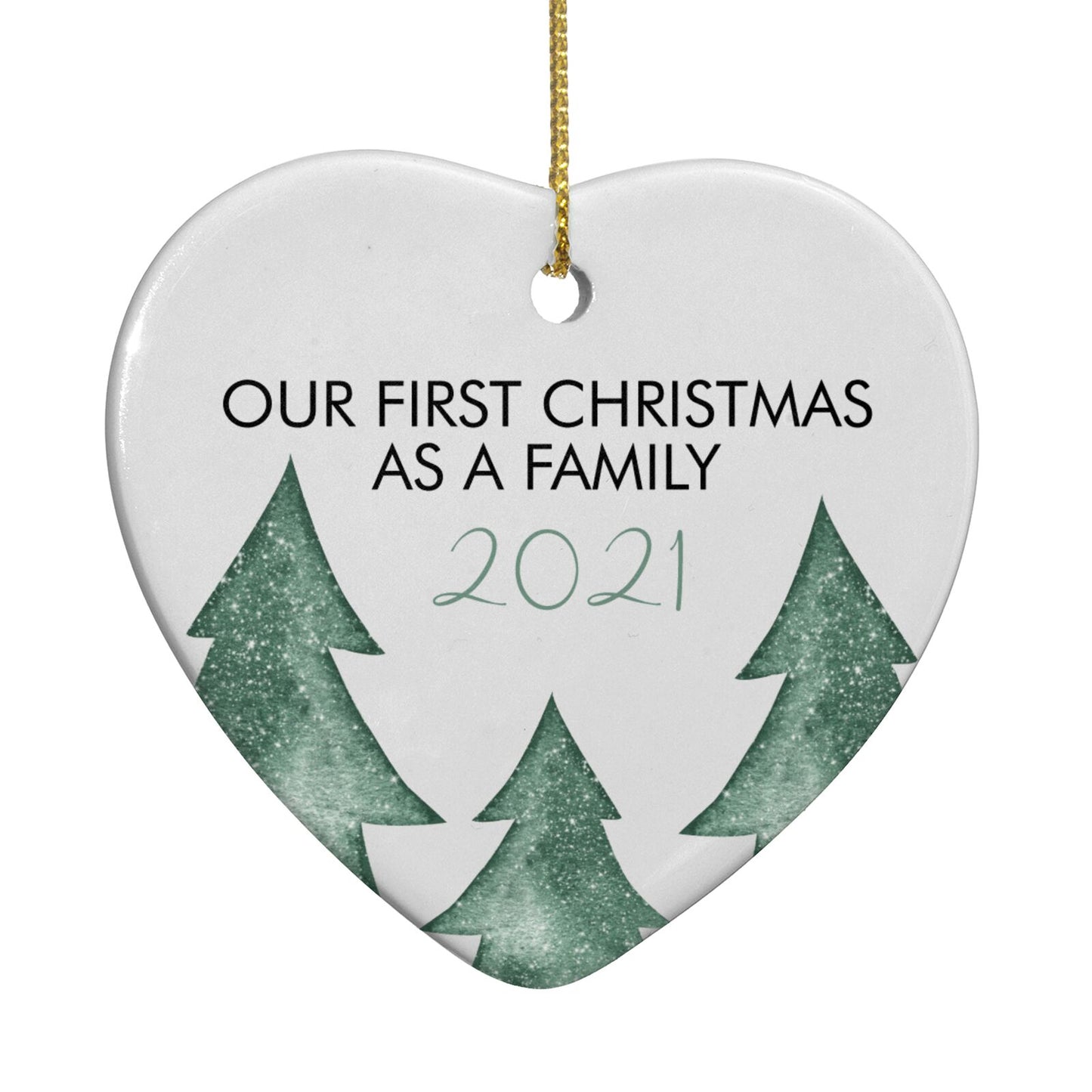 Personalised First Christmas Family Heart Decoration Back Image