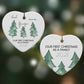 Personalised First Christmas Family Heart Decoration on Christmas Background