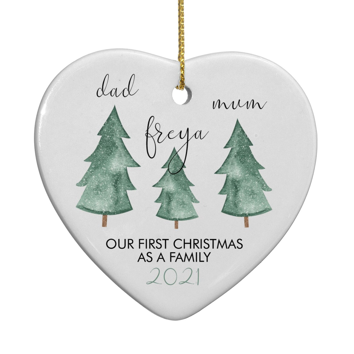 Personalised First Christmas Family Heart Decoration