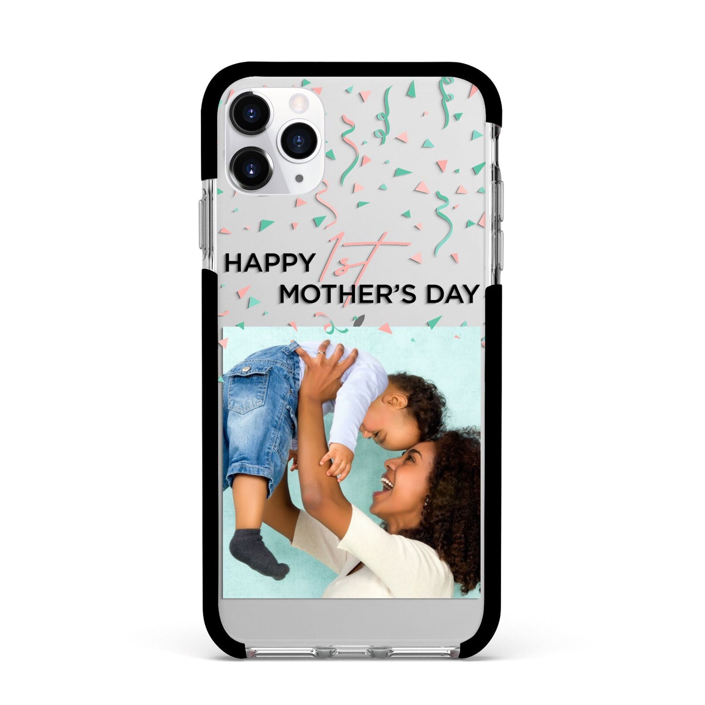 Personalised First Mothers Day Apple iPhone 11 Pro Max in Silver with Black Impact Case