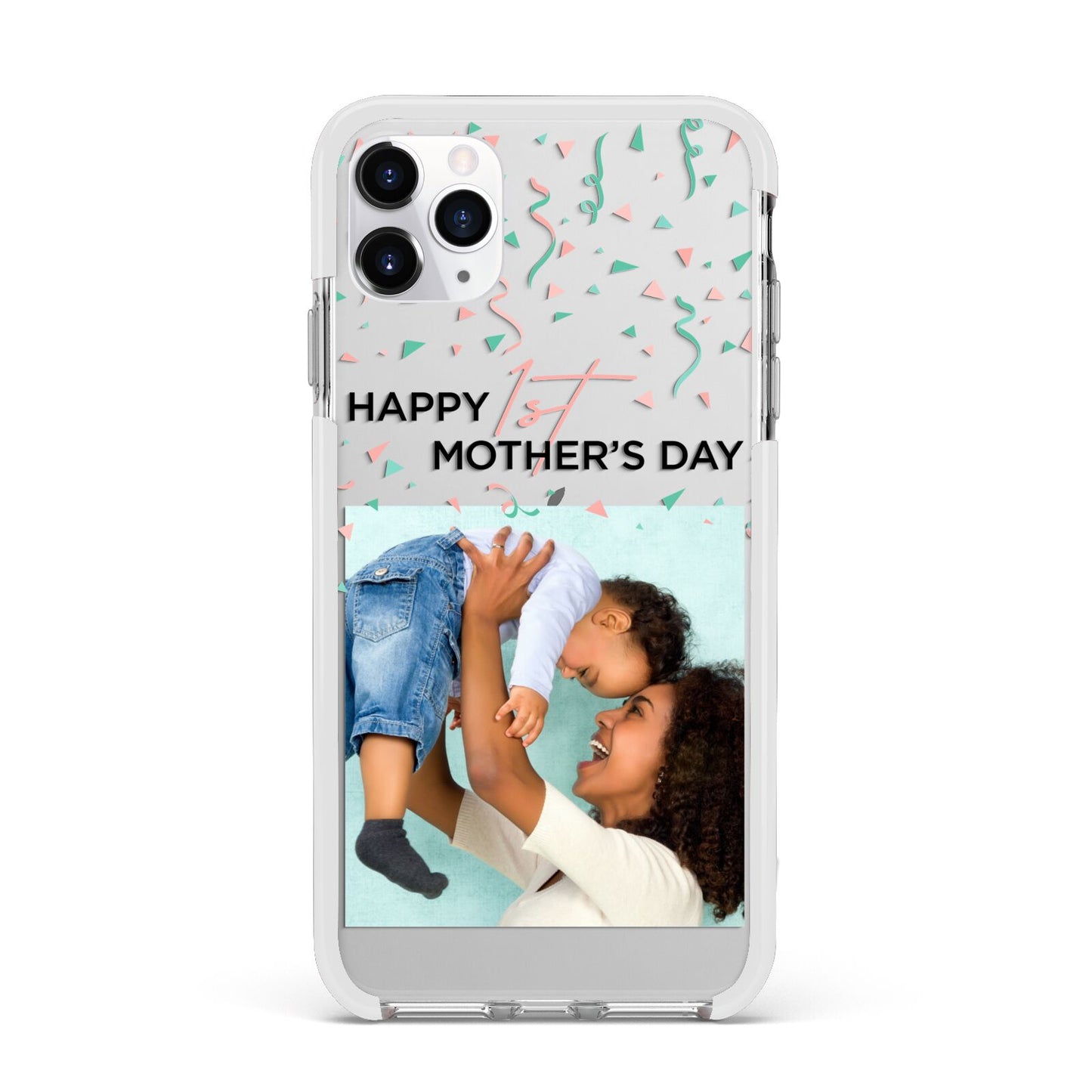 Personalised First Mothers Day Apple iPhone 11 Pro Max in Silver with White Impact Case