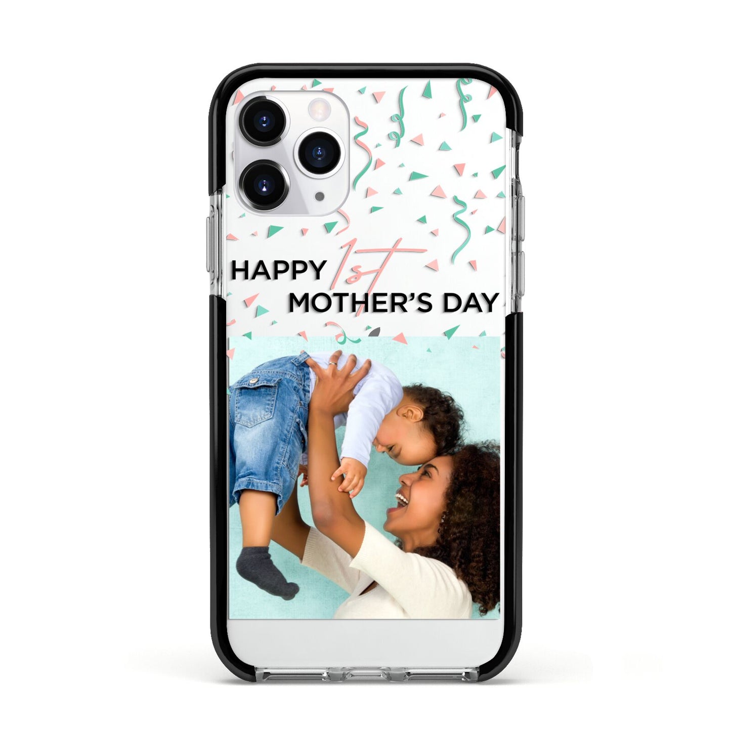 Personalised First Mothers Day Apple iPhone 11 Pro in Silver with Black Impact Case