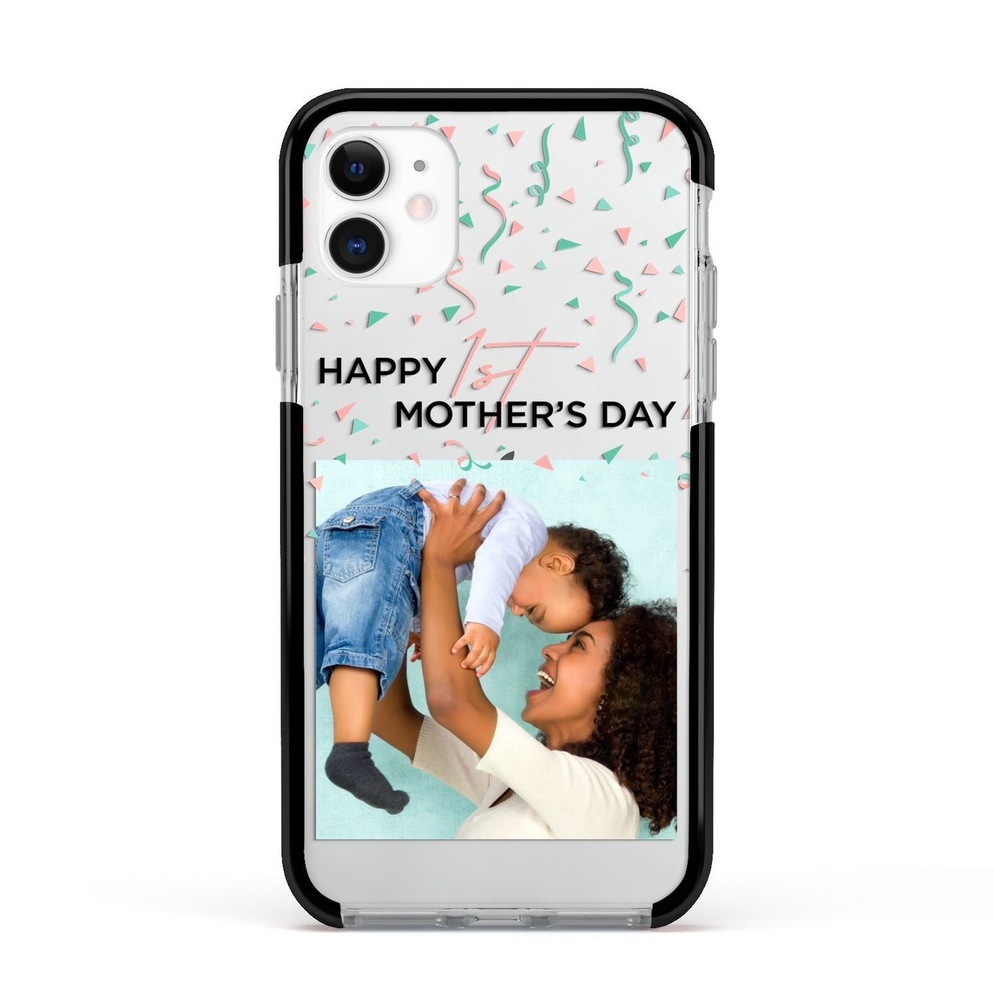 Personalised First Mothers Day Apple iPhone 11 in White with Black Impact Case