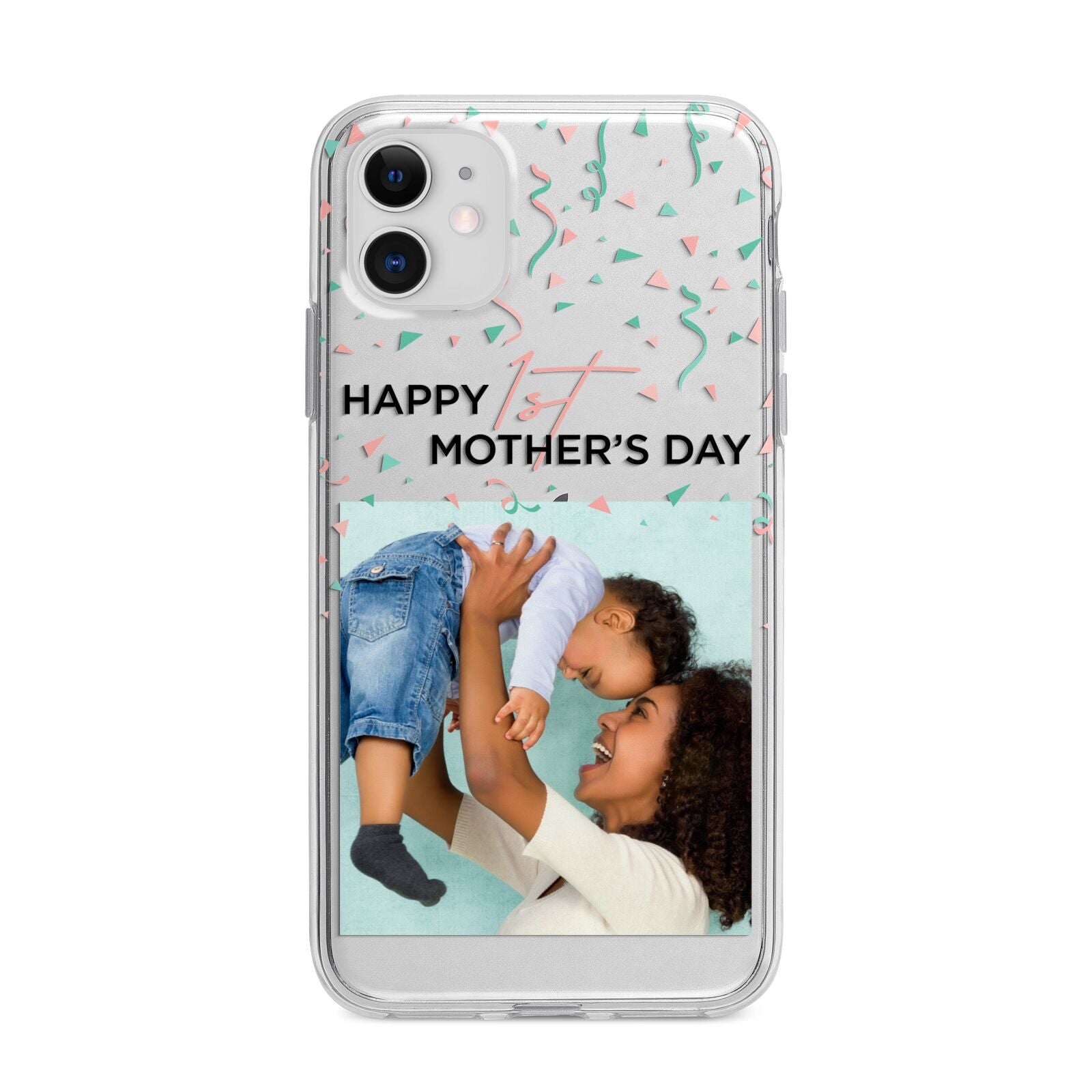 Personalised First Mothers Day Apple iPhone 11 in White with Bumper Case