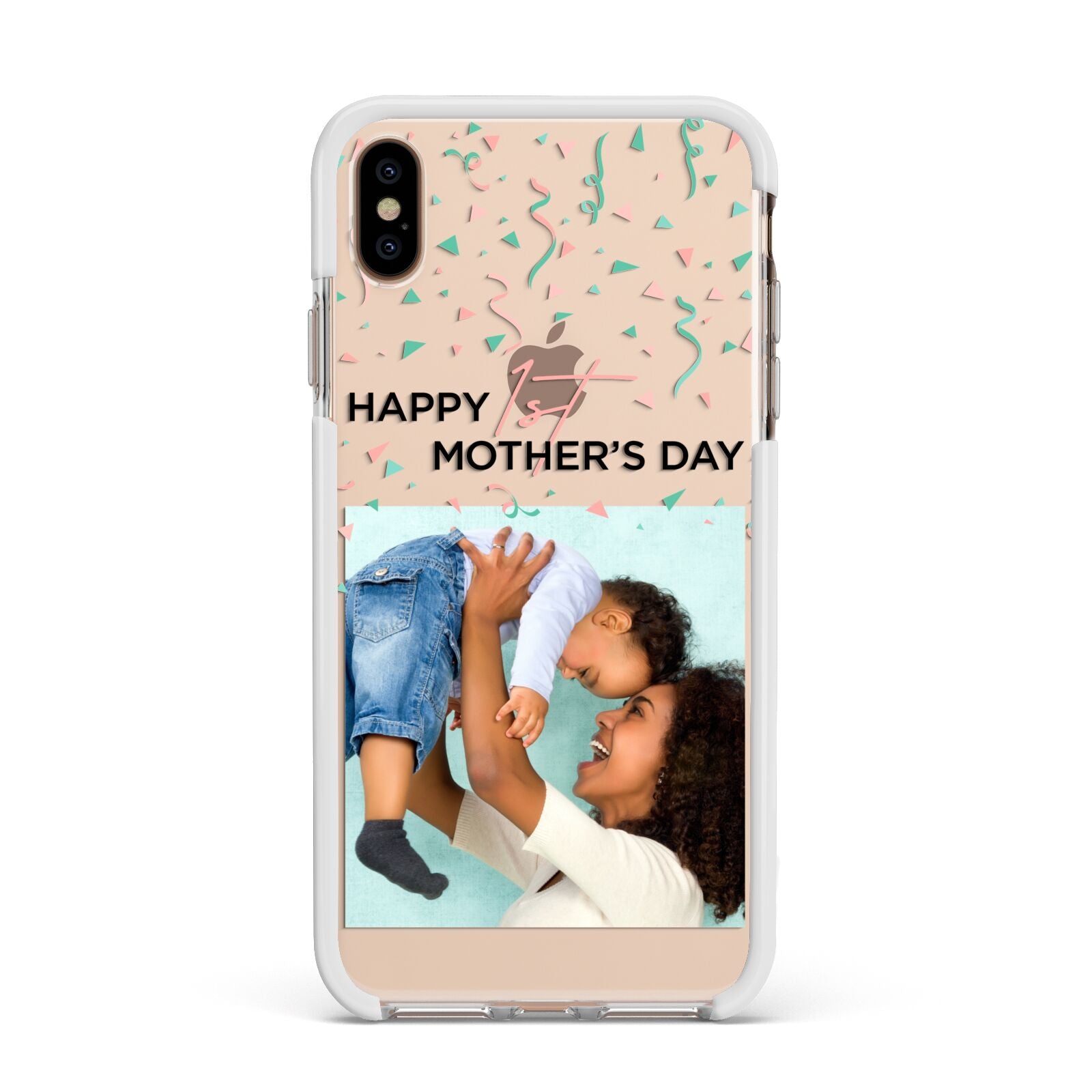 Personalised First Mothers Day Apple iPhone Xs Max Impact Case White Edge on Gold Phone