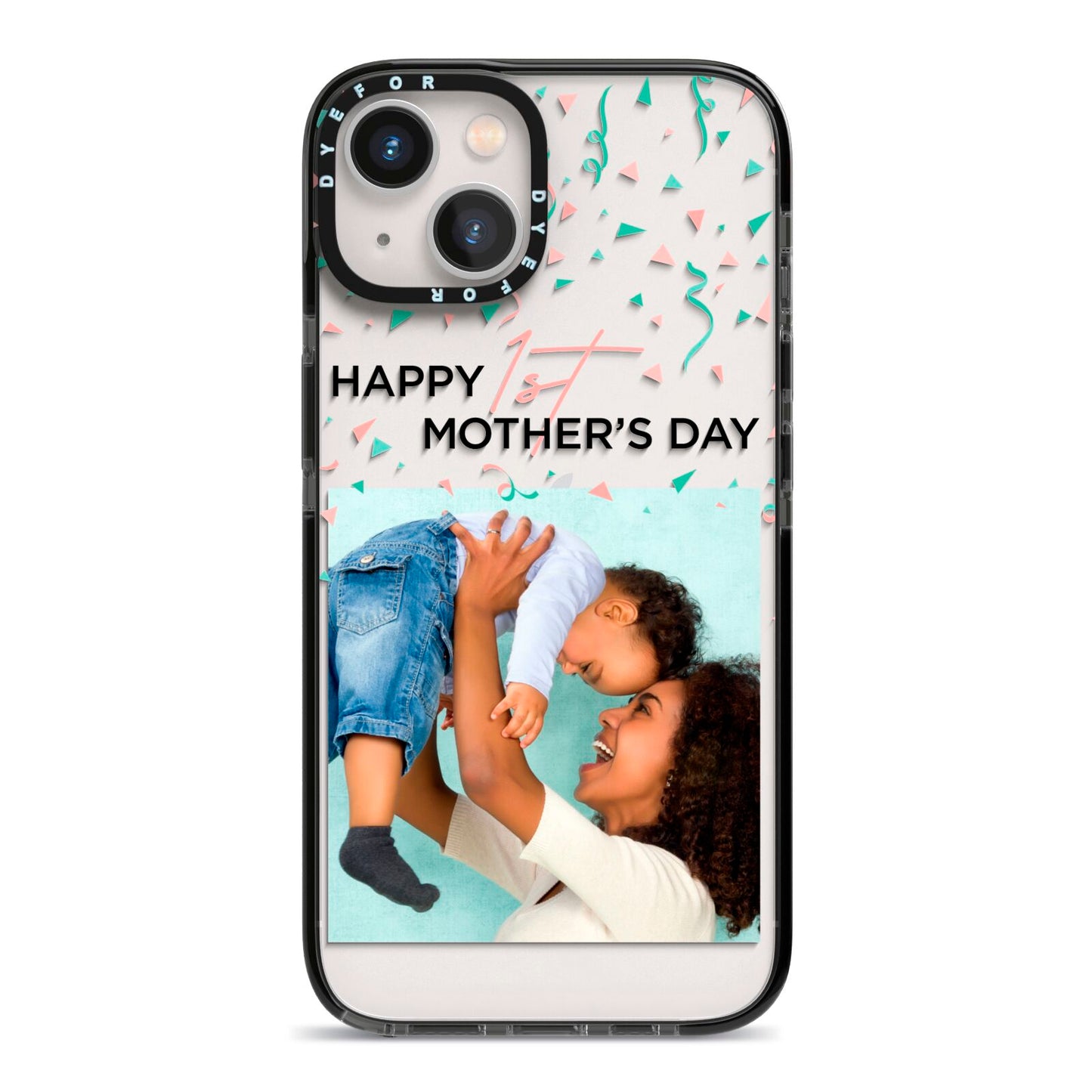 Personalised First Mothers Day iPhone 13 Black Impact Case on Silver phone