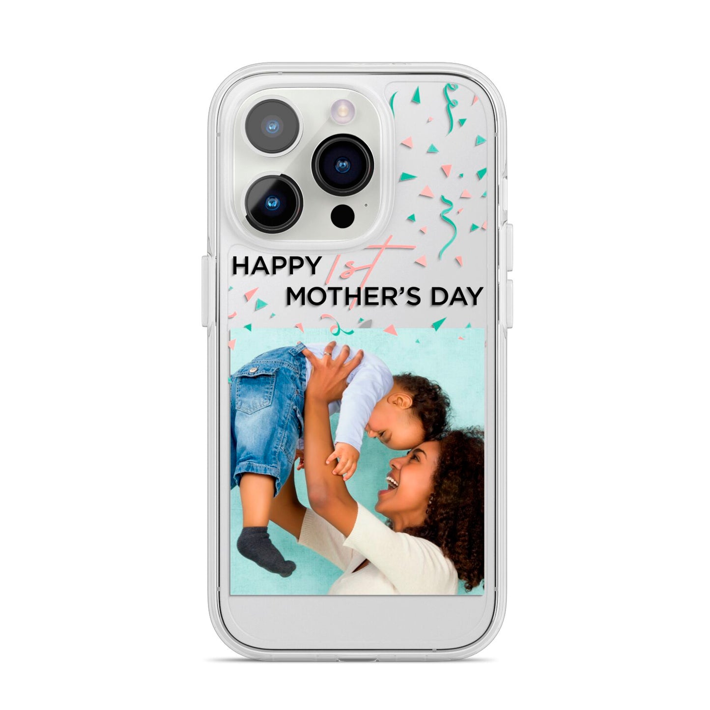 Personalised First Mothers Day iPhone 14 Pro Clear Tough Case Silver