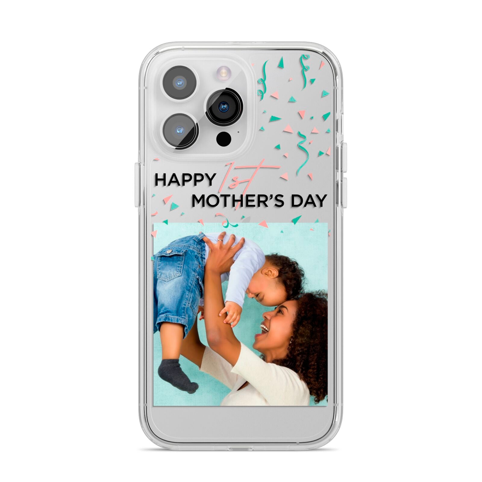 Personalised First Mothers Day iPhone 14 Pro Max Clear Tough Case Silver