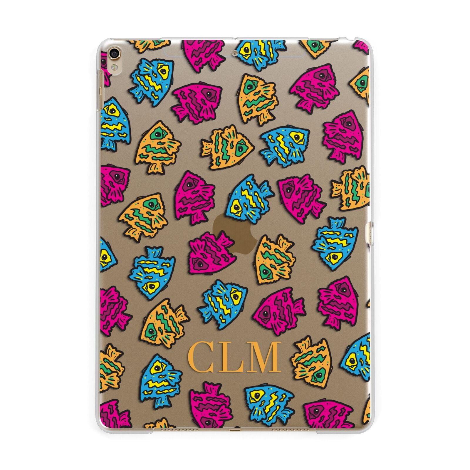 Personalised Fish Initials Clear Apple iPad Gold Case
