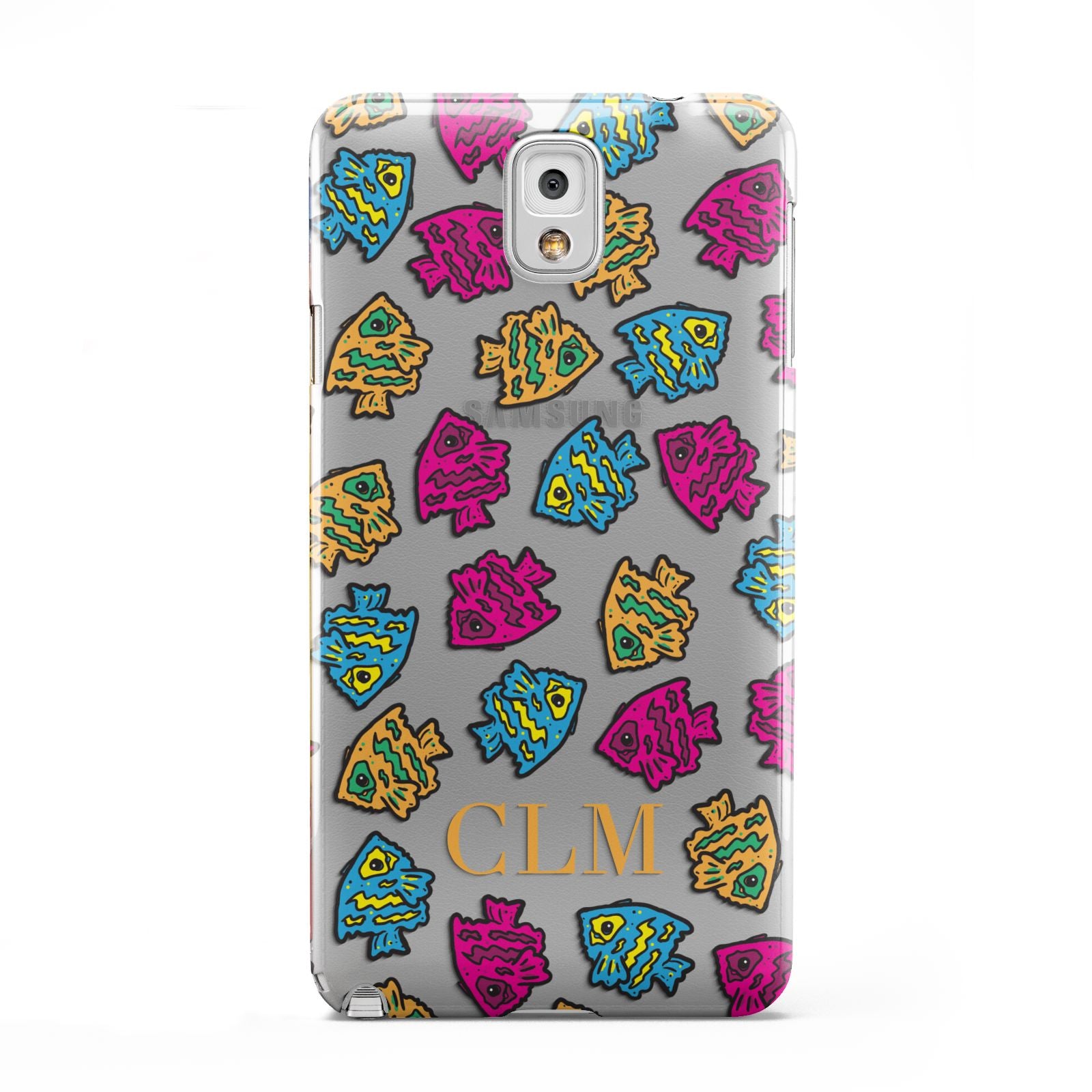 Personalised Fish Initials Clear Samsung Galaxy Note 3 Case