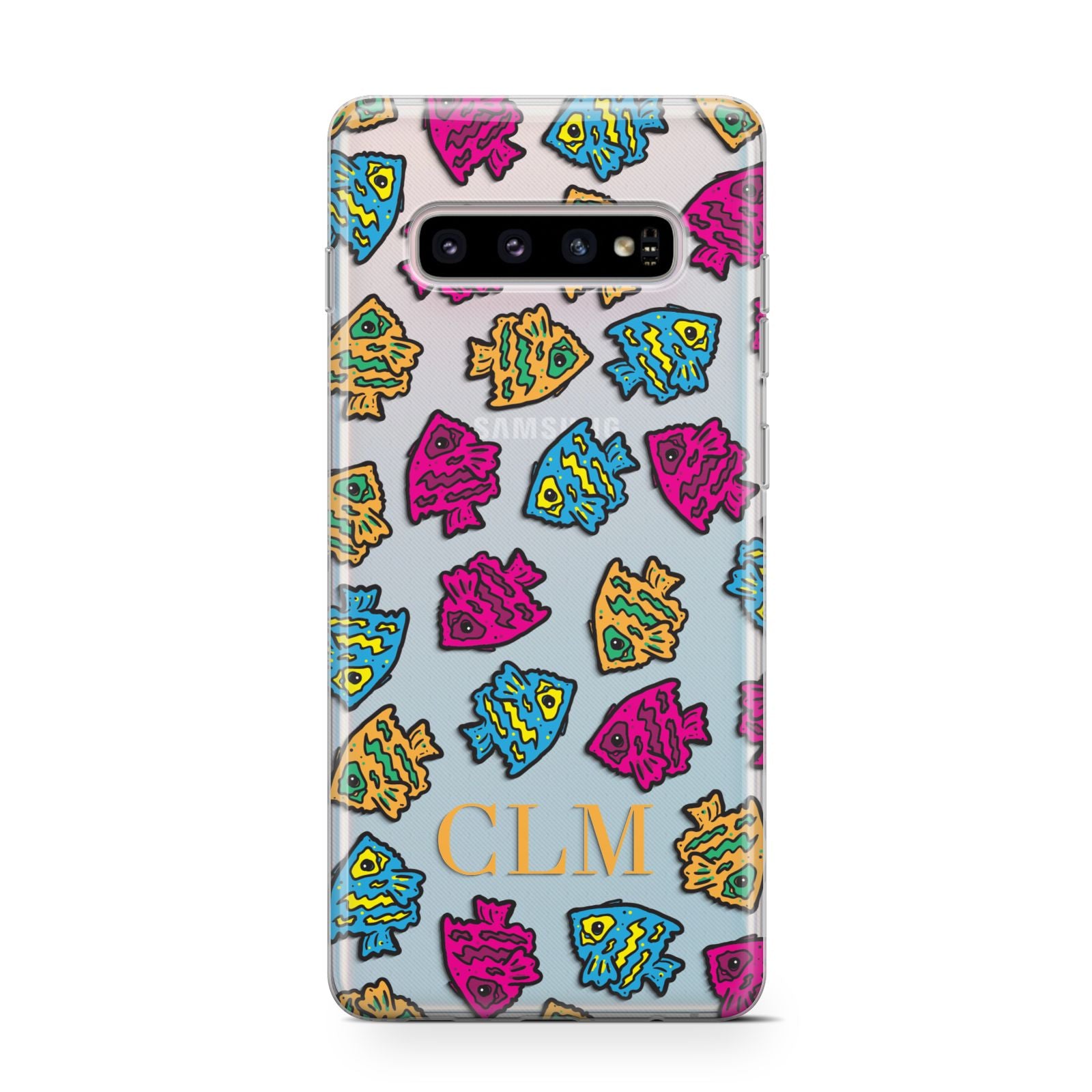 Personalised Fish Initials Clear Samsung Galaxy S10 Case