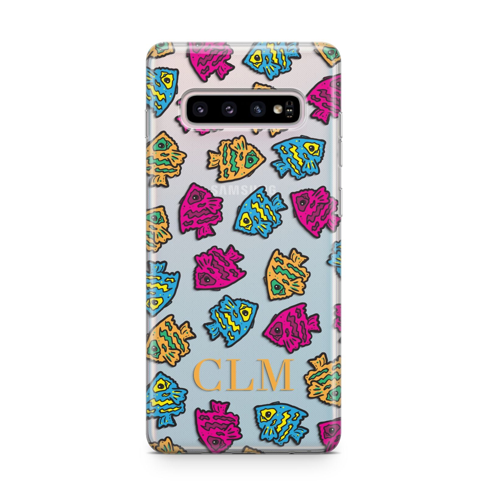 Personalised Fish Initials Clear Samsung Galaxy S10 Plus Case