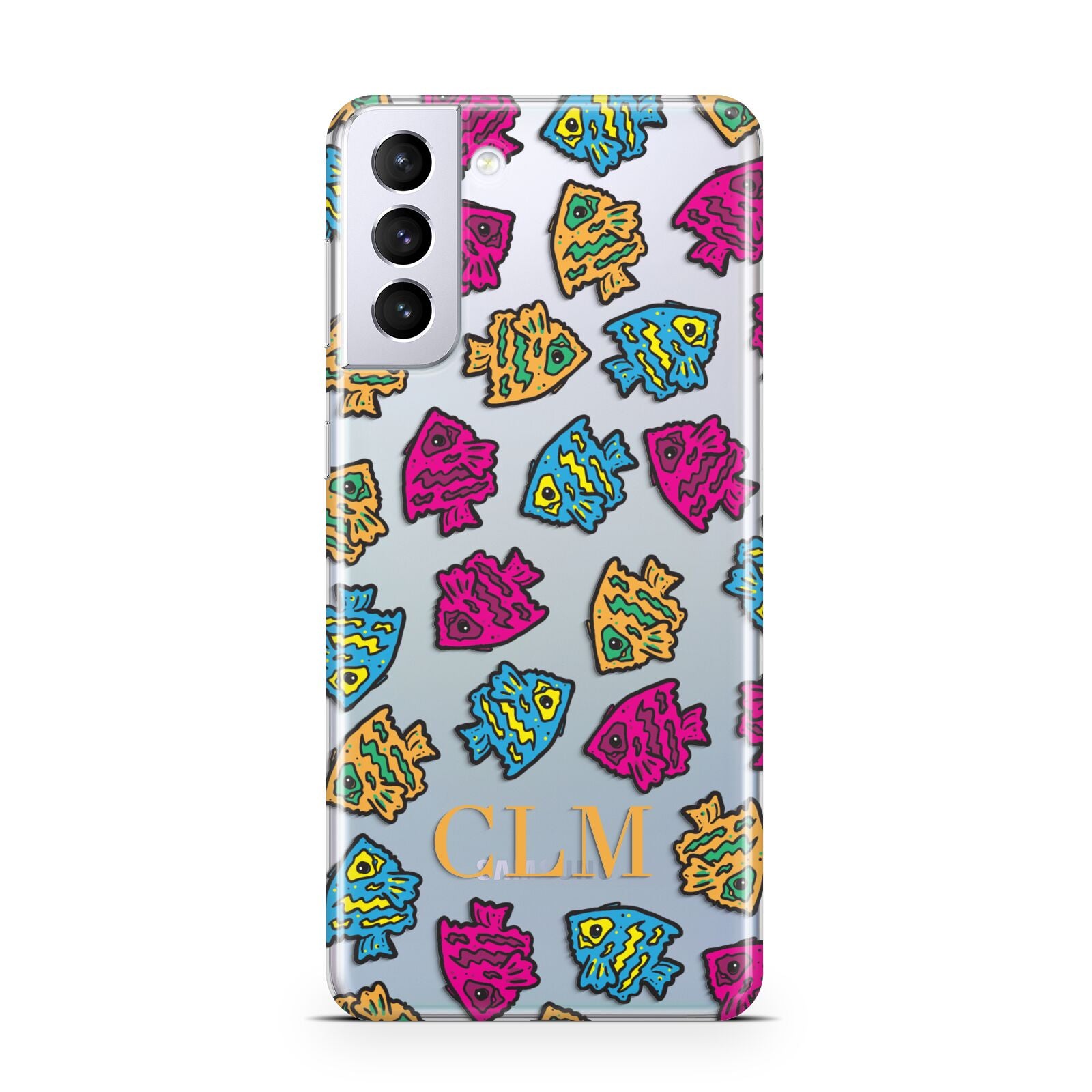 Personalised Fish Initials Clear Samsung S21 Plus Phone Case