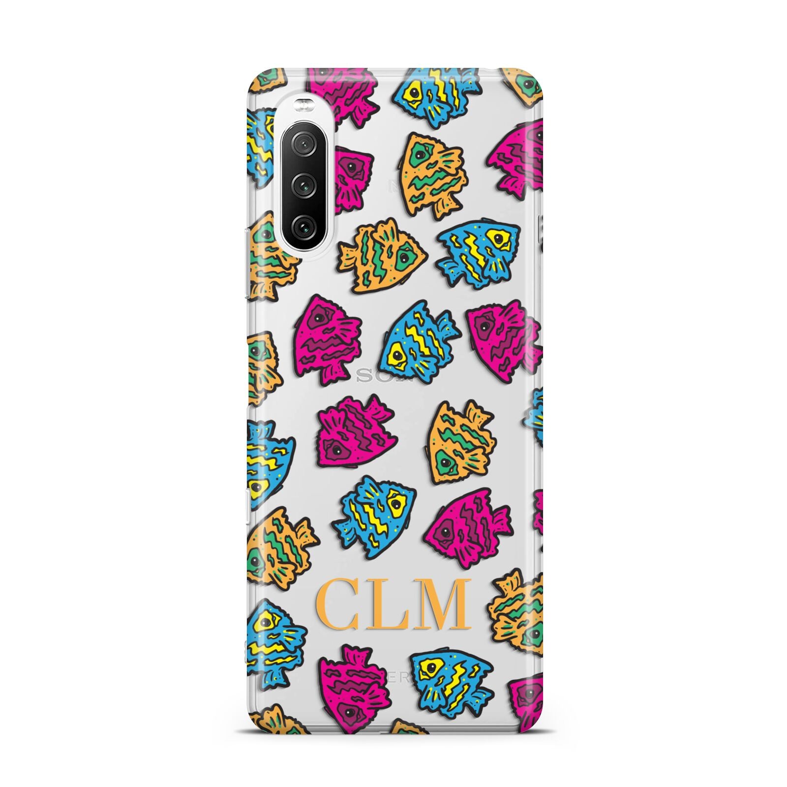 Personalised Fish Initials Clear Sony Xperia 10 III Case