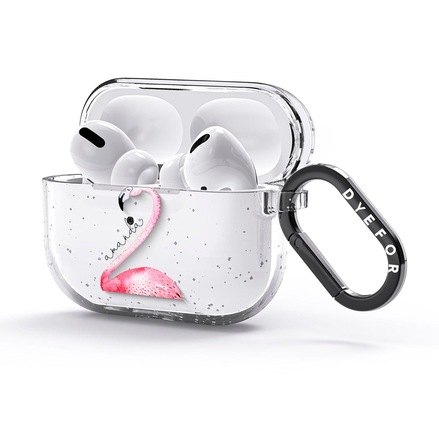 Personalised Flamingo AirPods Glitter Case 3rd Gen Side Image
