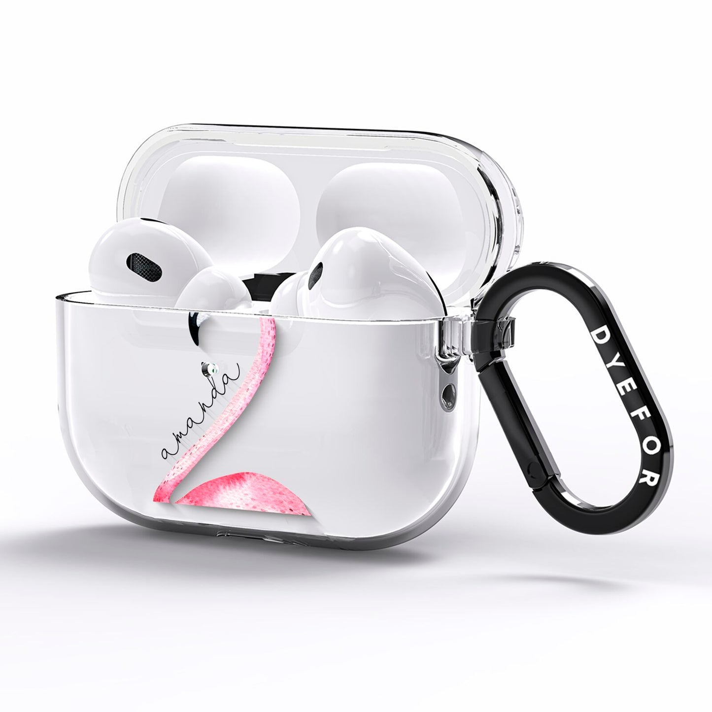 Personalised Flamingo AirPods Pro Clear Case Side Image