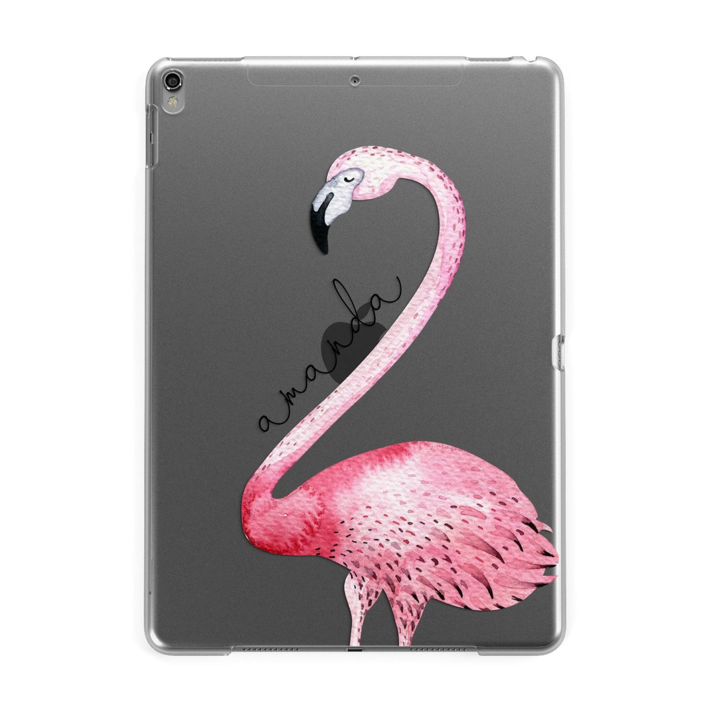 Personalised Flamingo Apple iPad Grey Case