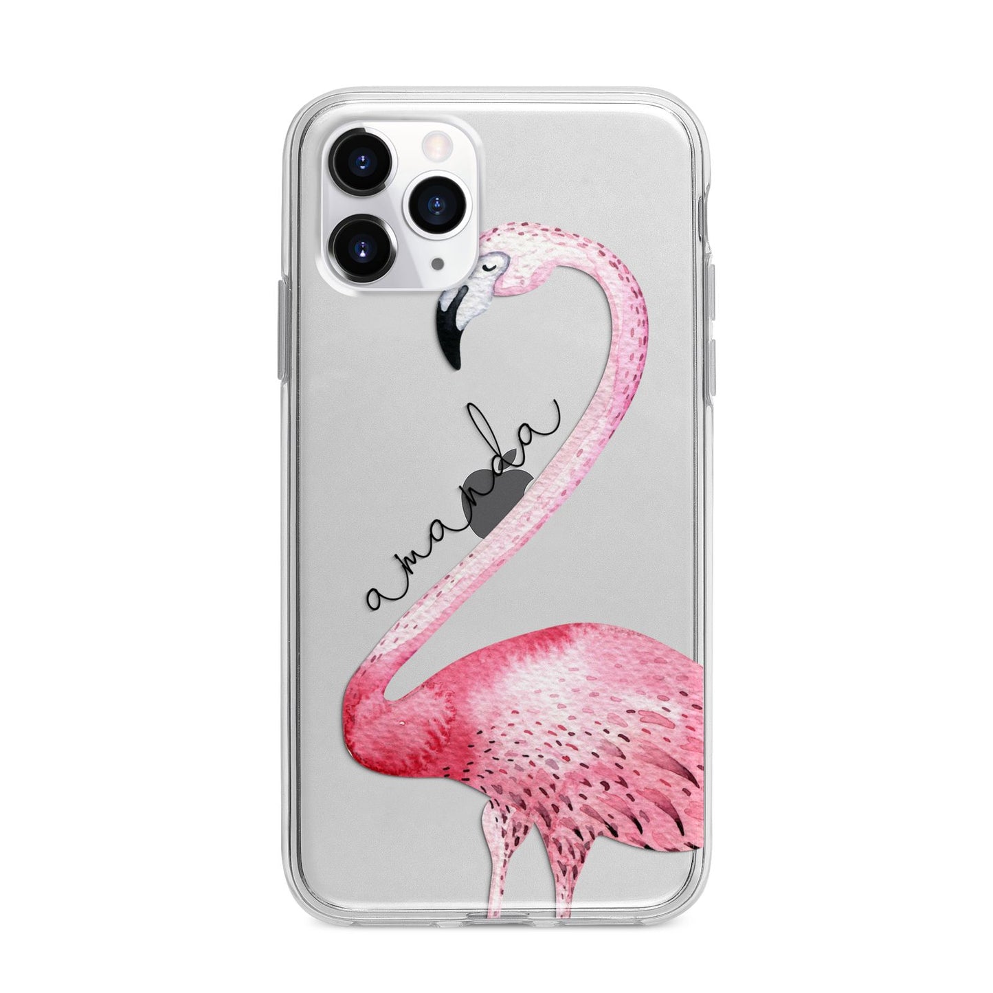 Personalised Flamingo Apple iPhone 11 Pro Max in Silver with Bumper Case