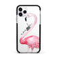 Personalised Flamingo Apple iPhone 11 Pro in Silver with Black Impact Case