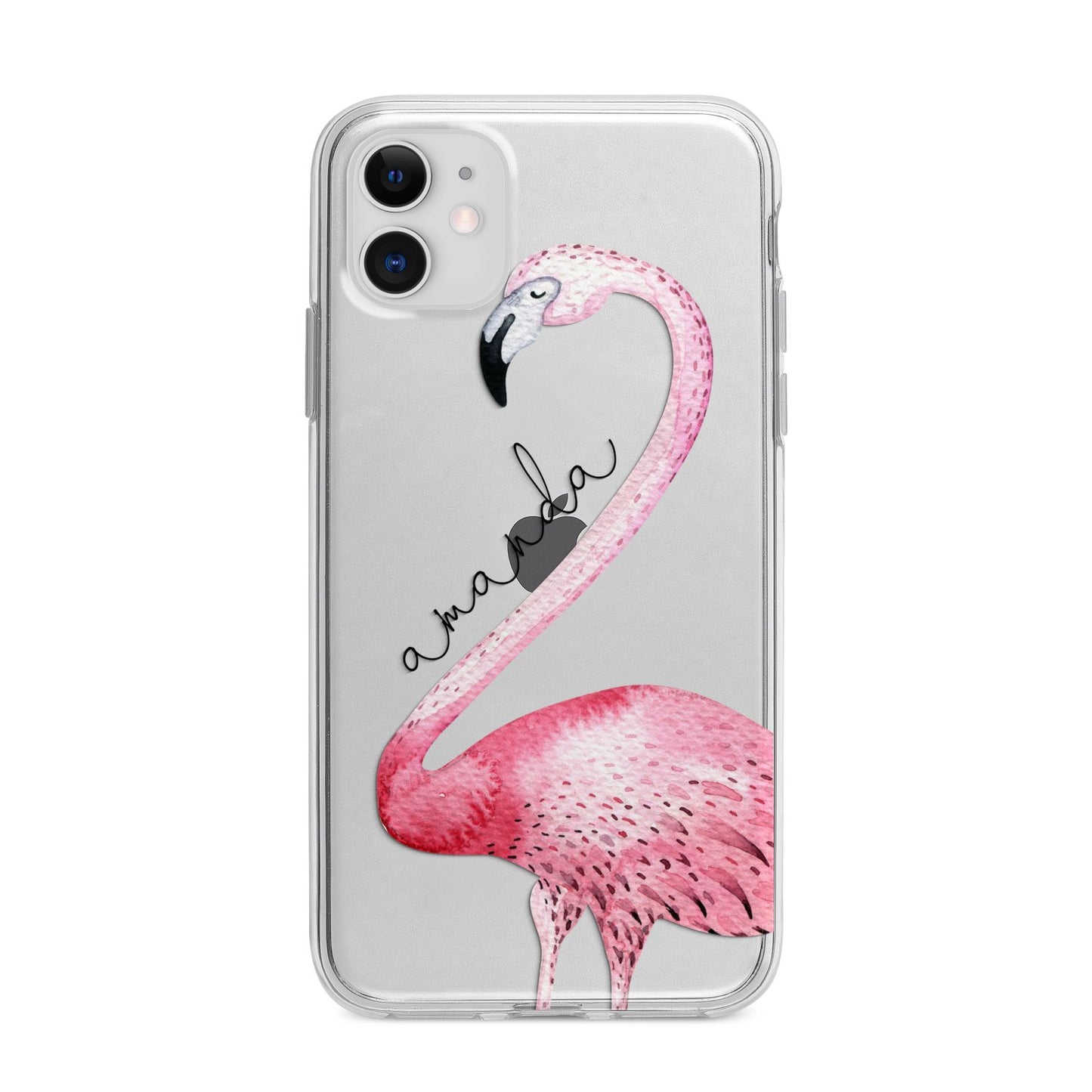 Personalised Flamingo Apple iPhone 11 in White with Bumper Case