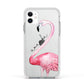 Personalised Flamingo Apple iPhone 11 in White with White Impact Case